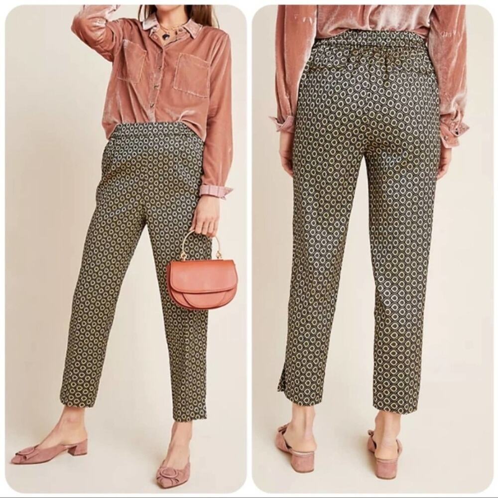 Anthropologie Larkin Jacquard Tapered Trousers